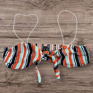 Urban Outfitters Striped Crop Top Size Medium Preowned Vibrant Front Tie